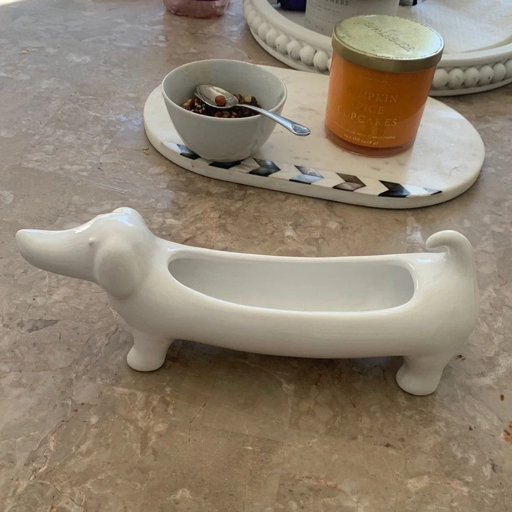 Pier 1 Imports Jack The Dog Cracker Dish Serving‎ Tray white minimalist modern
